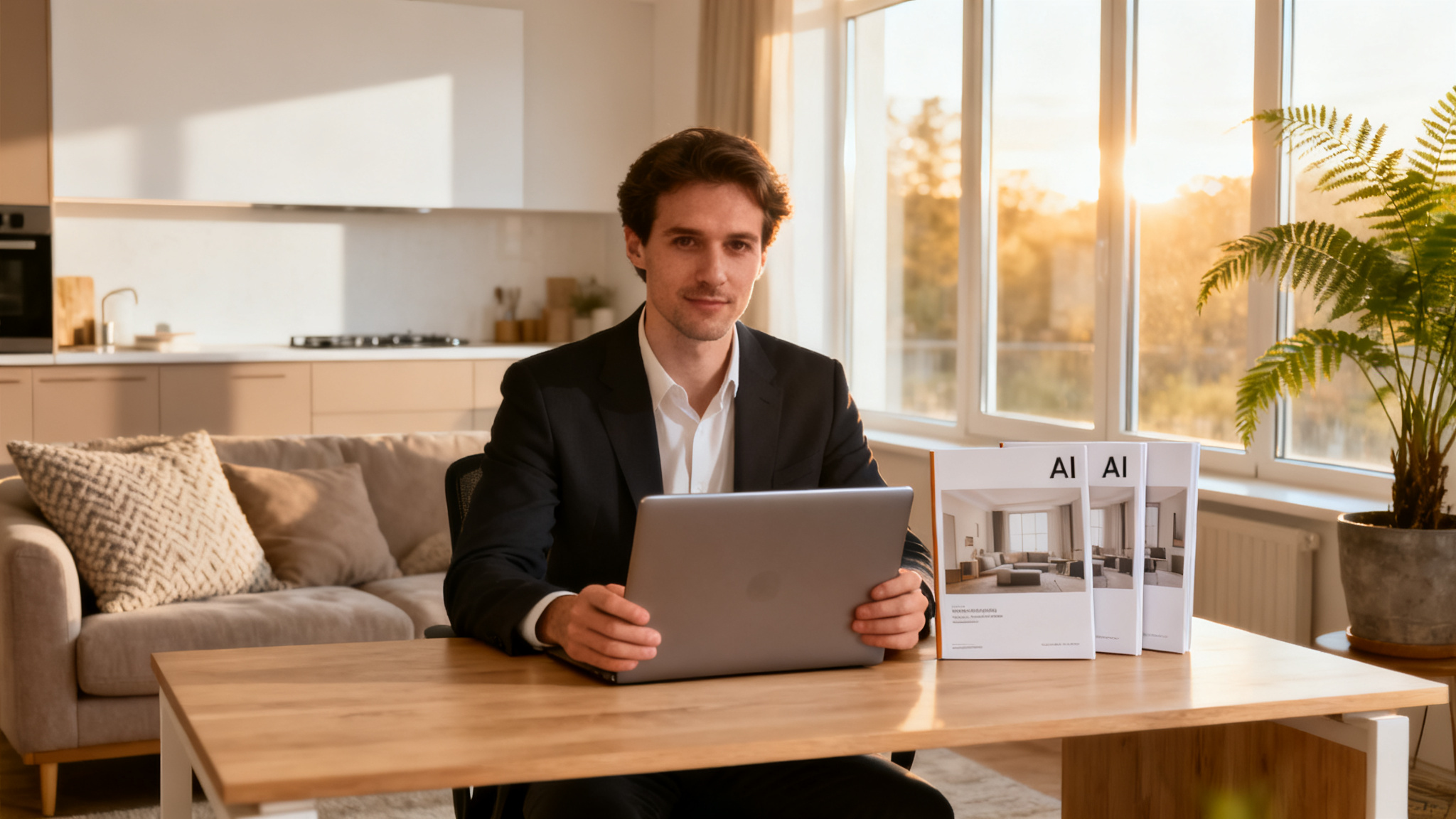A person conducts a real-world test of AI interior design tools on a tablet.