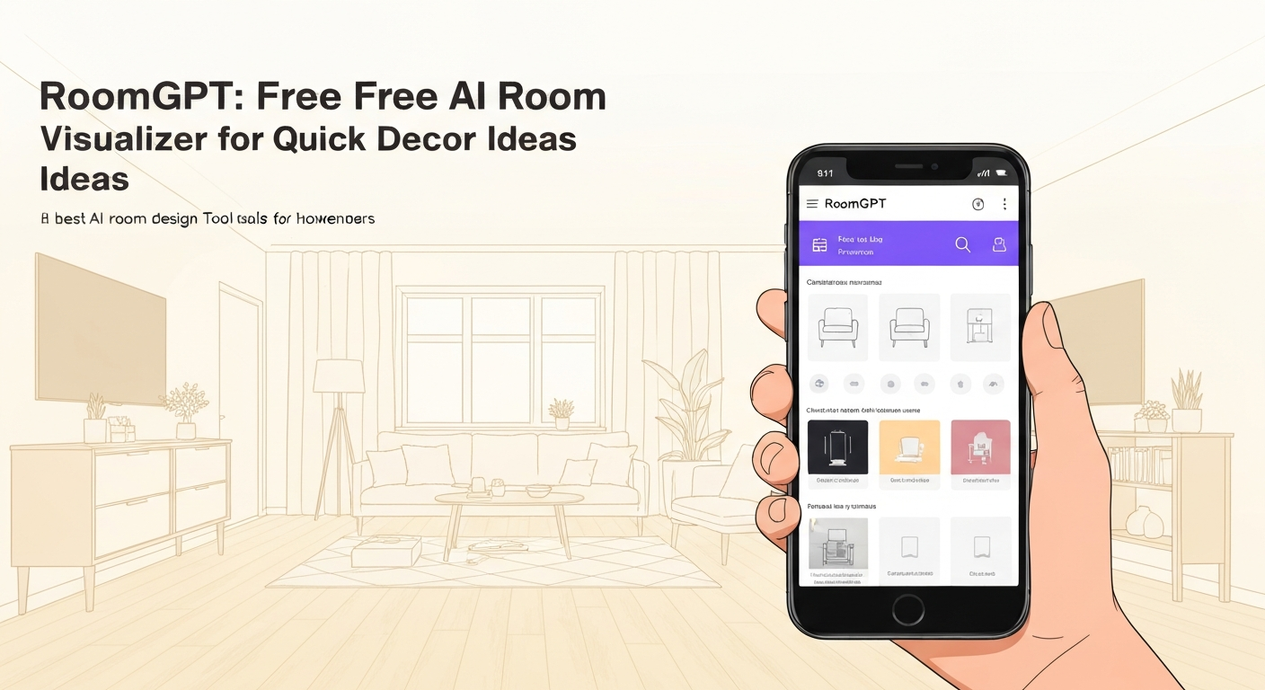 Illustration of RoomGPT, one of the best AI room design tools for homeowners.