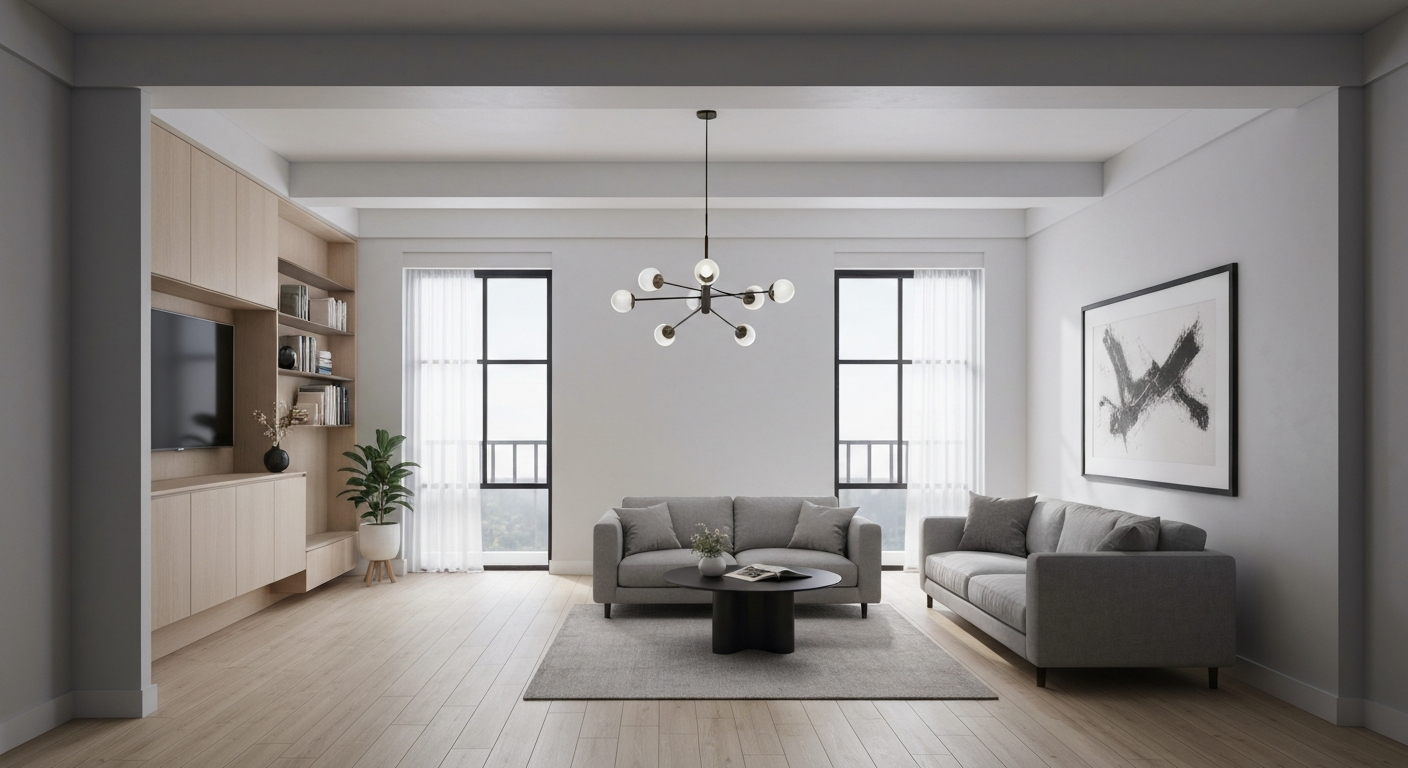Stylish living room design, illustrating a real-world review of AI interior design tools.