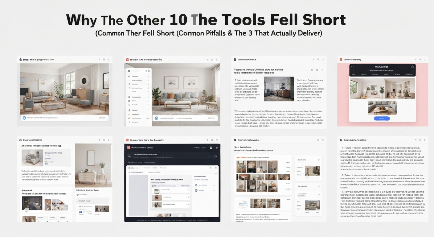 An illustration depicting ten AI interior design tools that fell short in testing.
