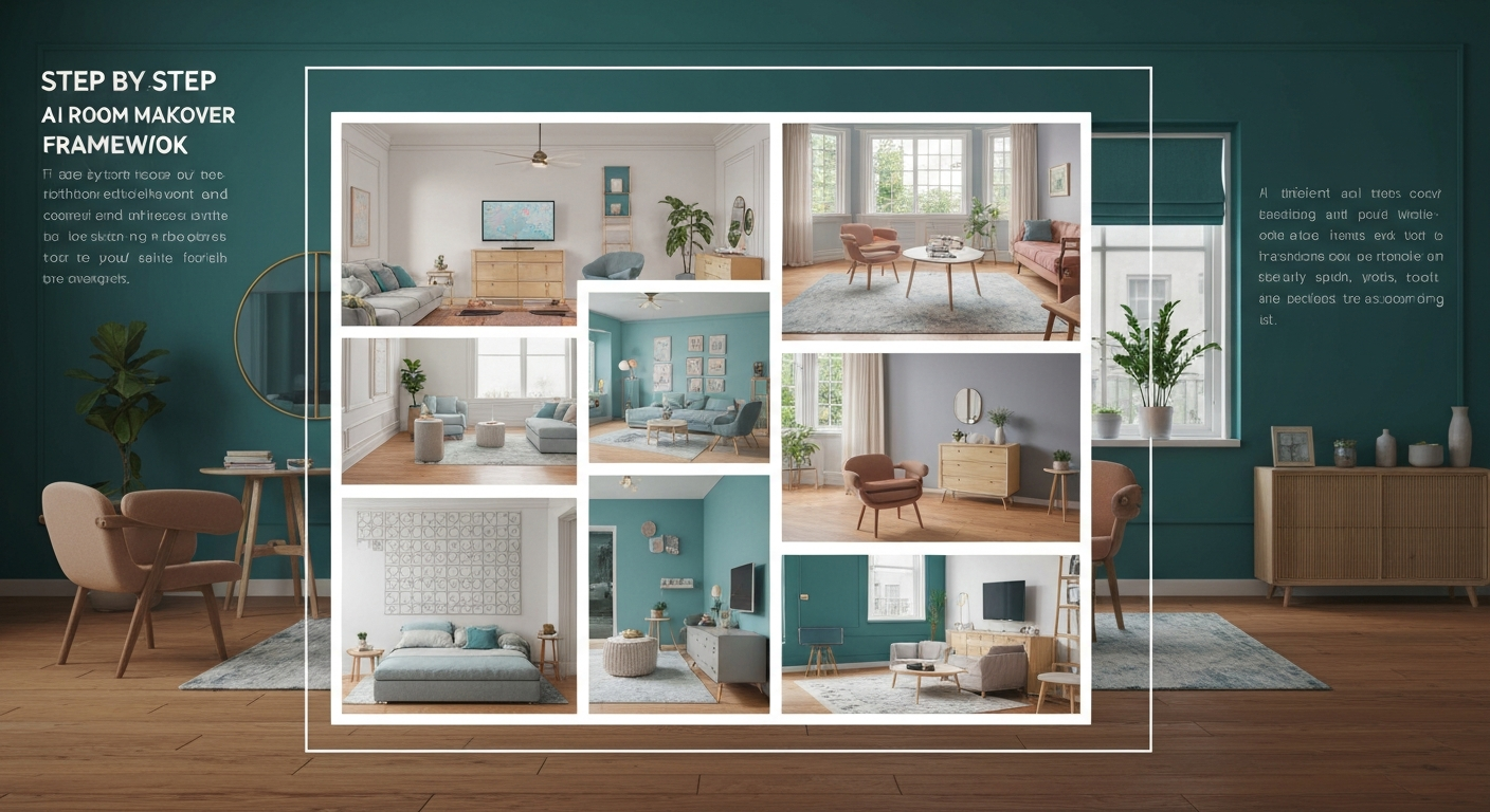 A visual representation of the step by step AI room makeover process framework.