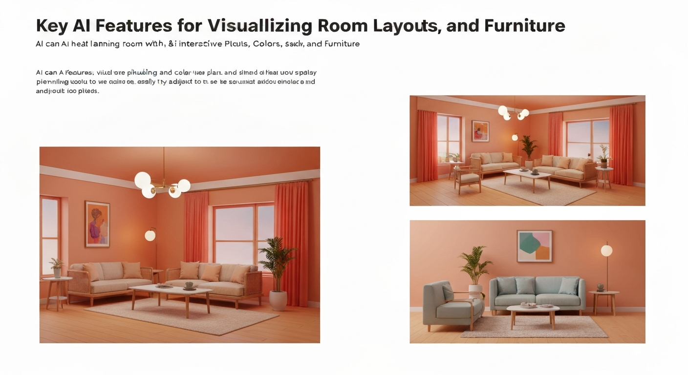 Illustration demonstrating how AI helps visualize room changes, layouts, colors, and furniture.