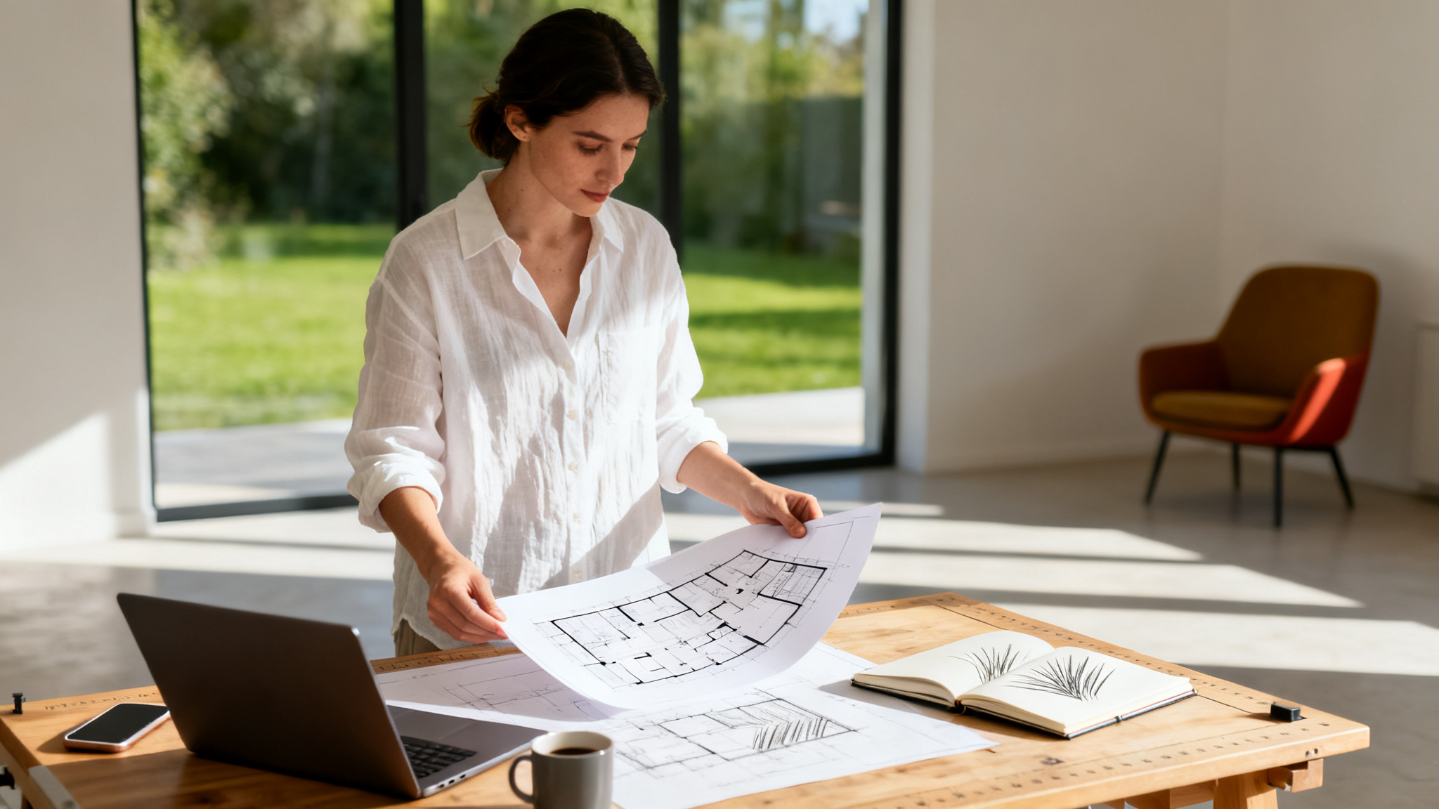 Illustration showing the translation gap from virtual AI interior design to a real home.