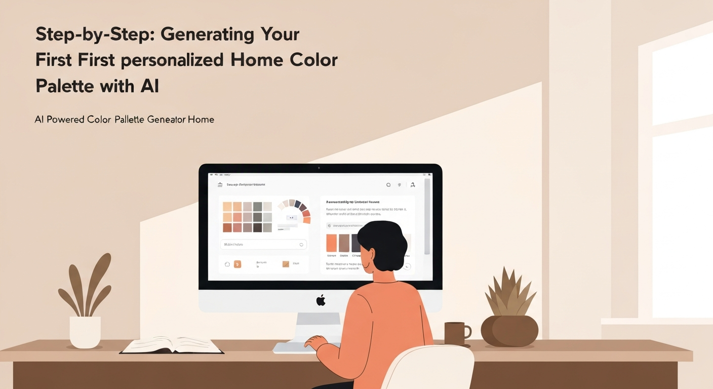 Steps for using an AI powered color palette generator home interface.