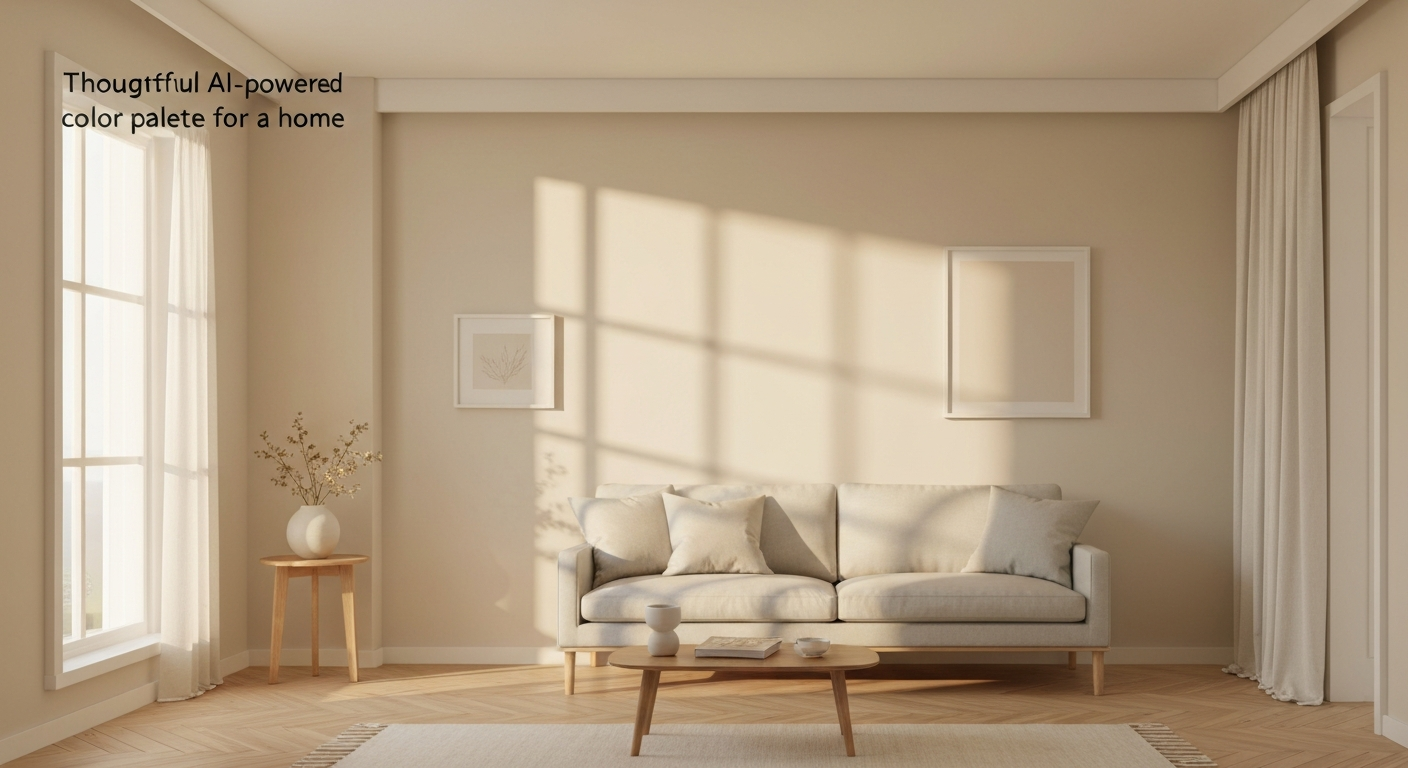Illustration of light, mood, and decor influencing an AI powered color palette generator home.