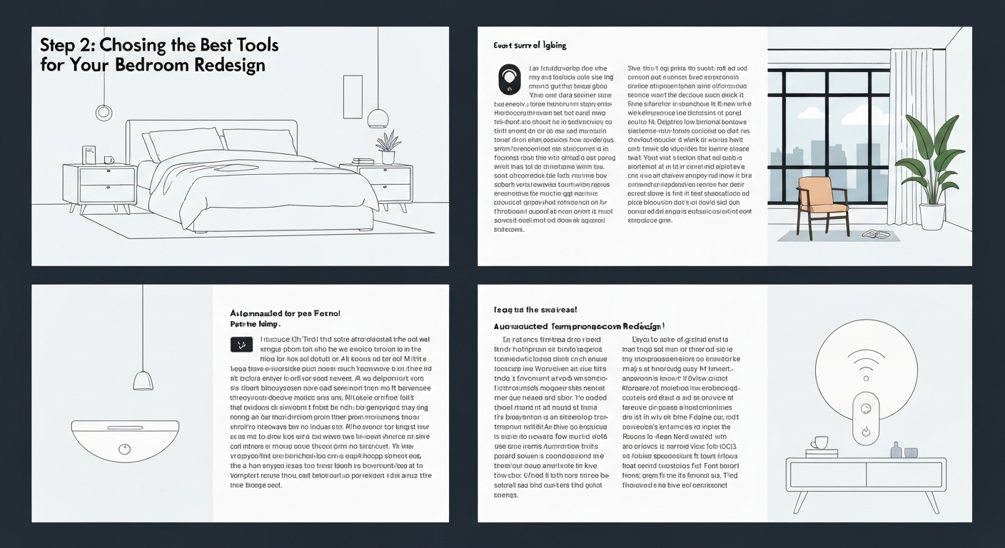 Illustration of selecting AI tools for redesigning your bedroom with AI step by step.