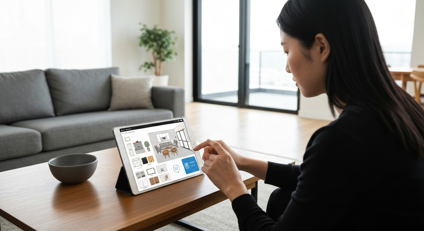 A stylish living room, illustrating how to use AI to design a living room.