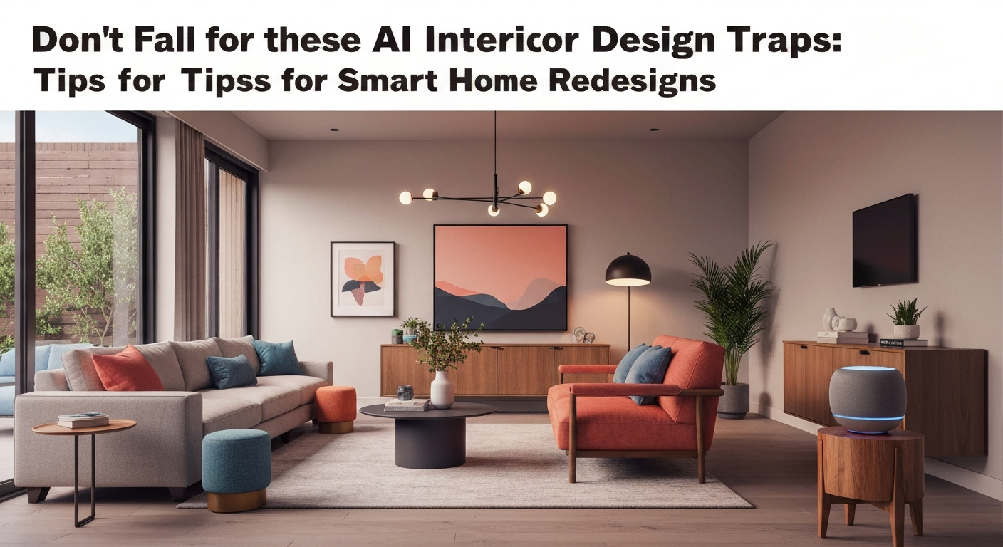 A graphic showing common AI interior design traps for smart home redesigns.