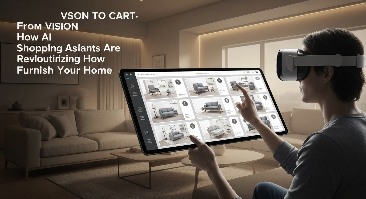 A person uses an AI shopping assistant to furnish their home, from vision to cart.