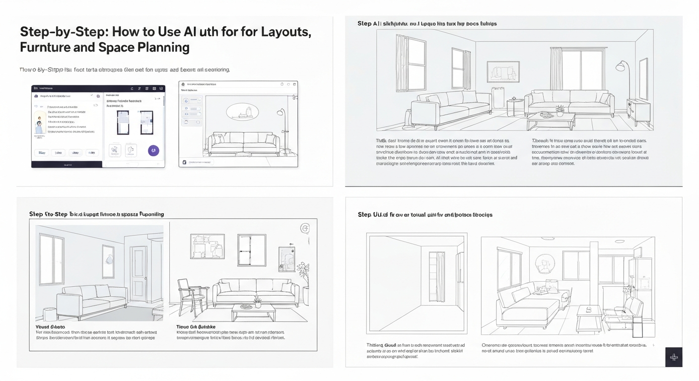 Illustration showing someone using AI for room decorating and space planning.