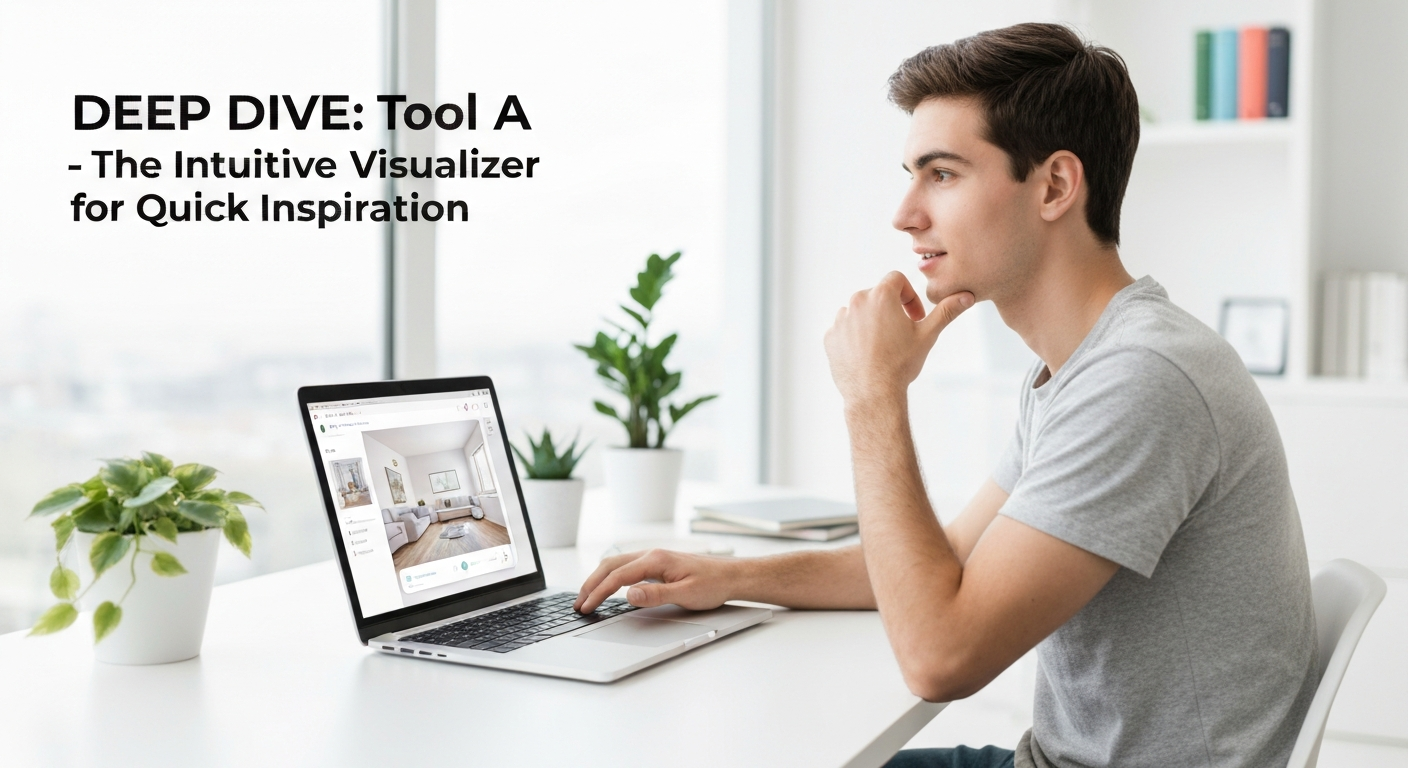Illustration depicting an intuitive visualizer interface for AI interior design tools.