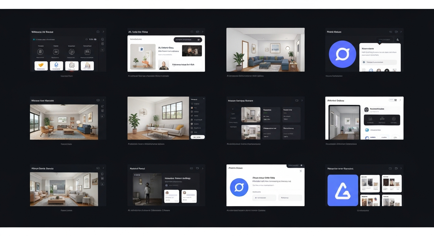 Multiple AI-generated room designs demonstrating different AI interior design tools at work.