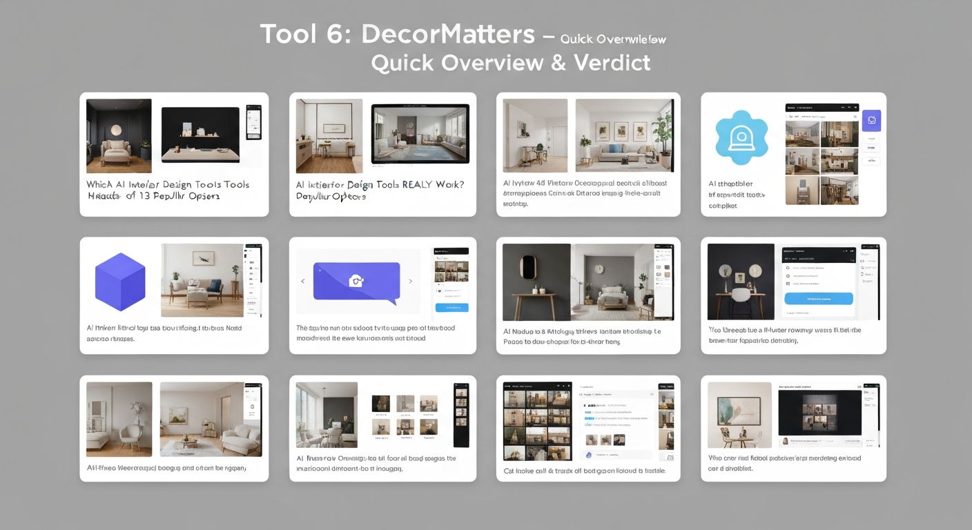 Illustration for the DecorMatters section, one of the AI interior design tools reviewed.