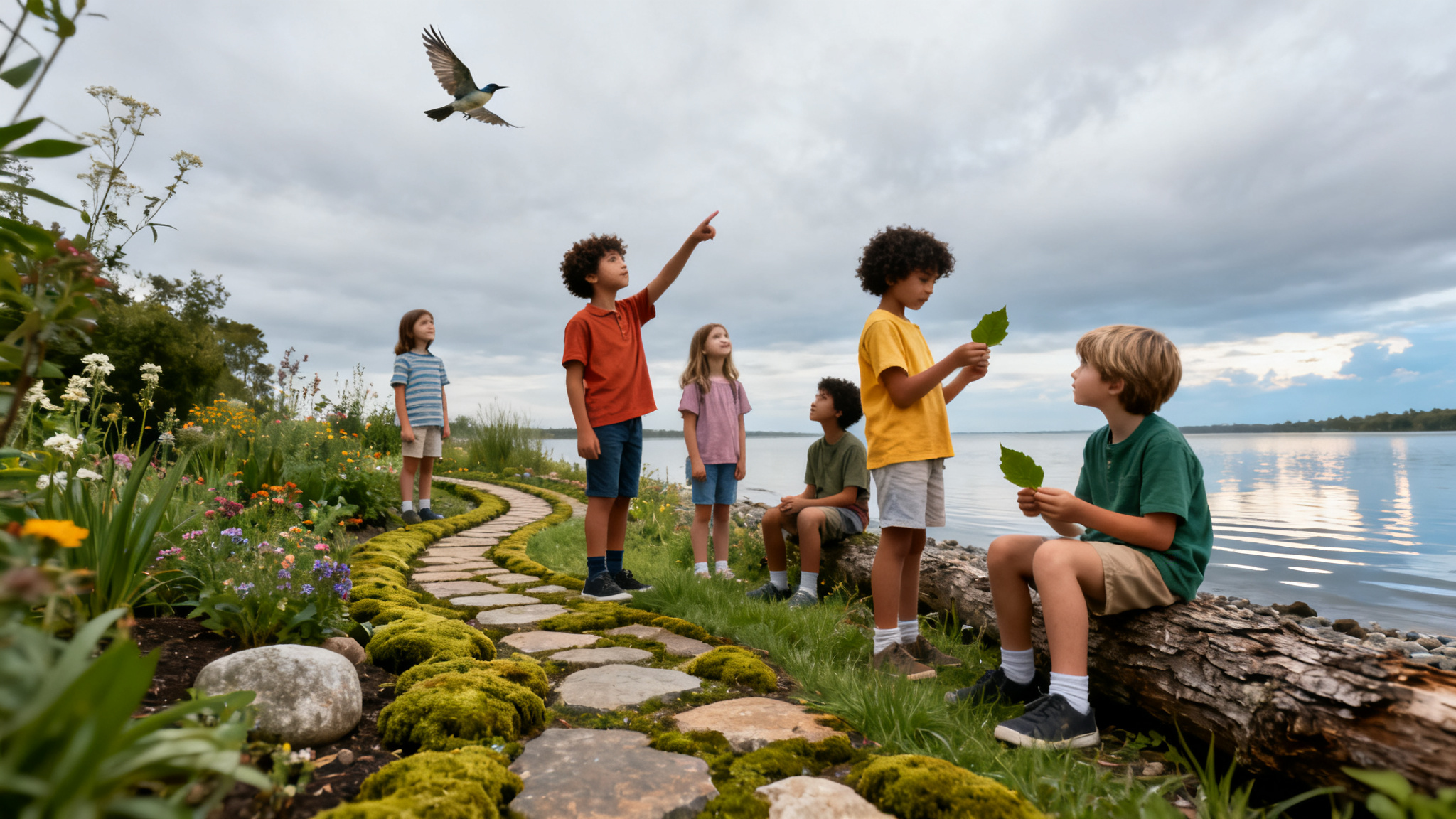 Illustration of Canadian early childhood educators putting children first with human-centred AI.