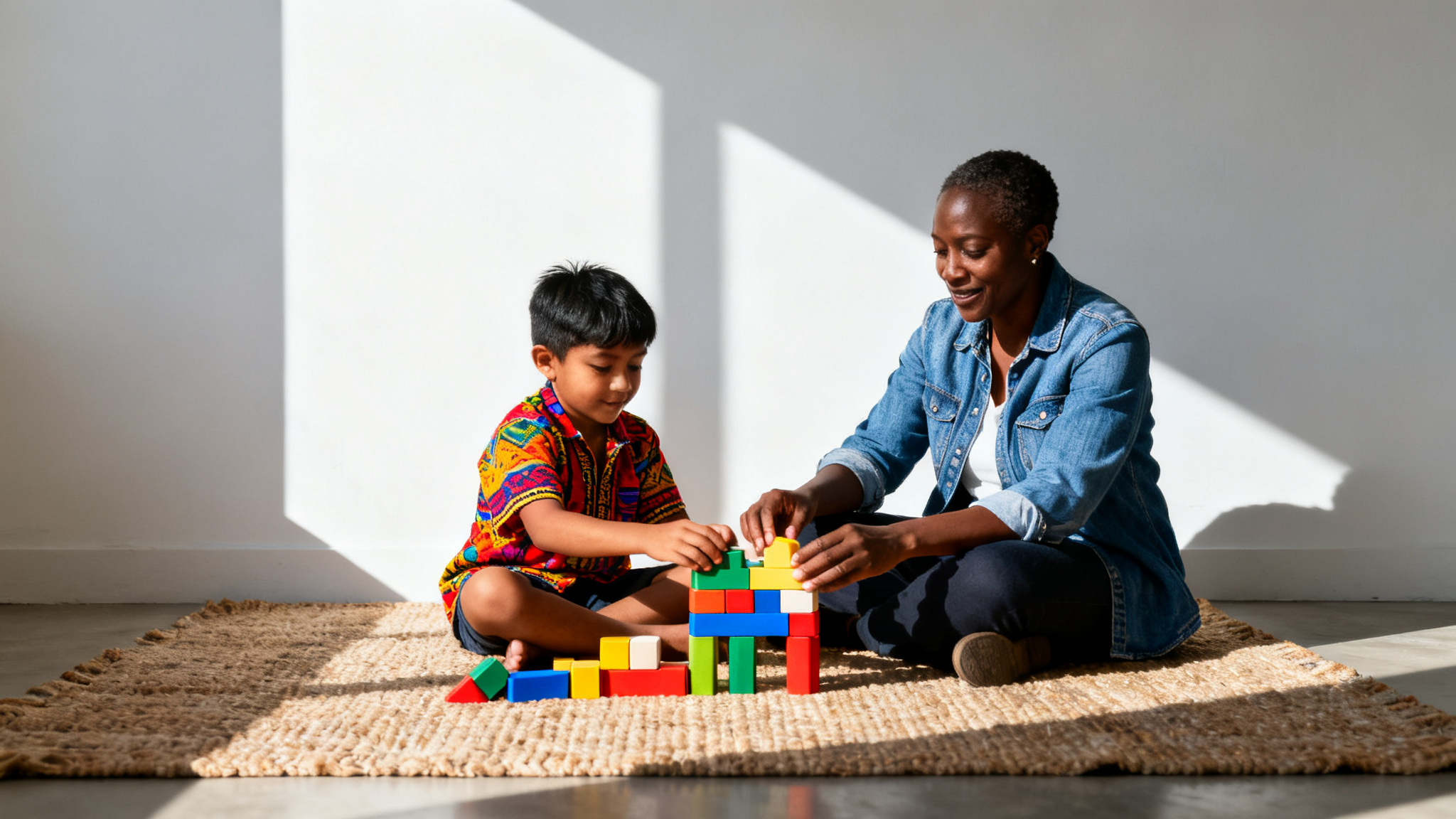 Illustration of children and educators interacting, representing Human-Centred AI in early childhood education.