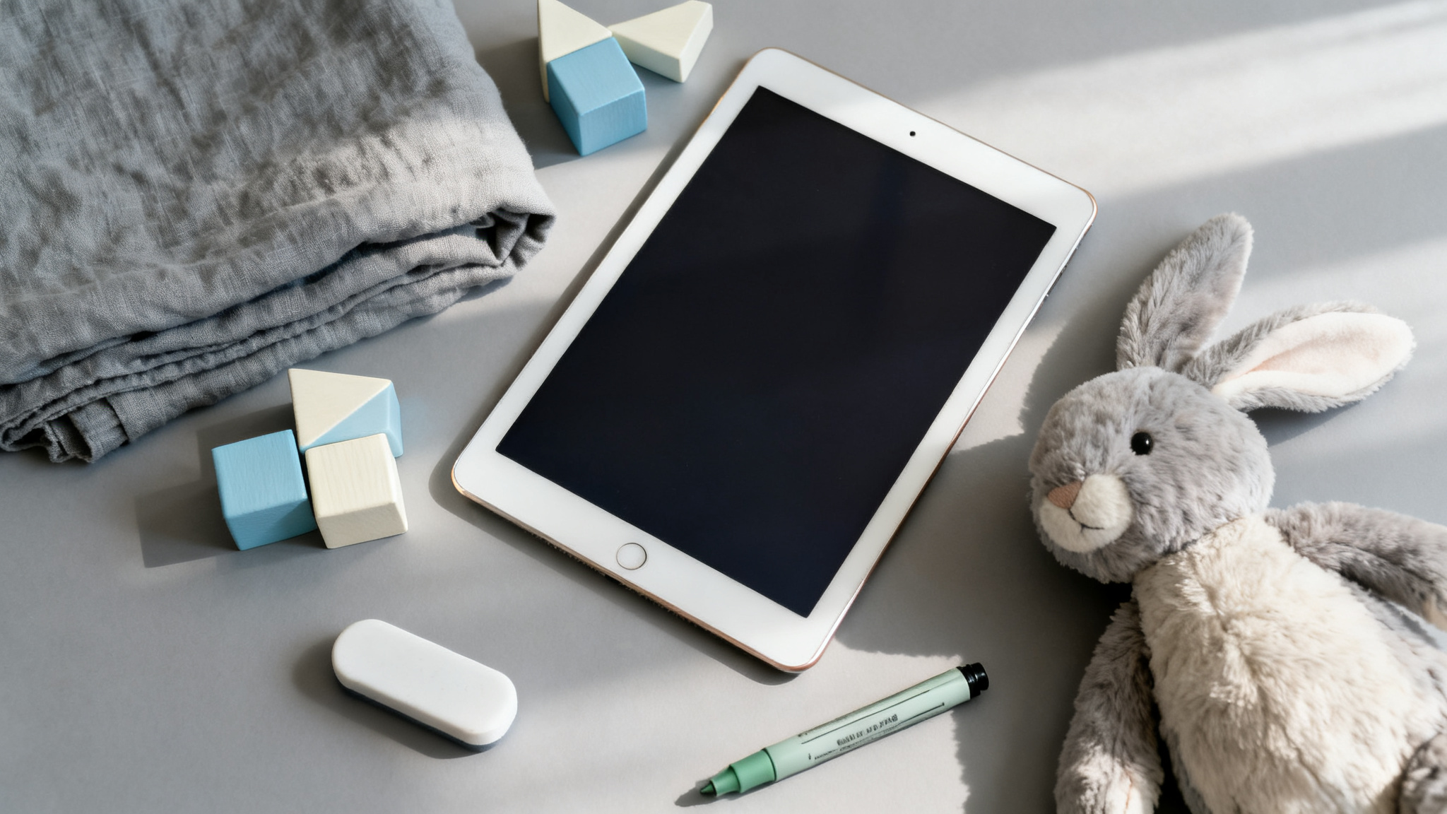 An illustration of a young child safely using a developmentally appropriate AI tool.