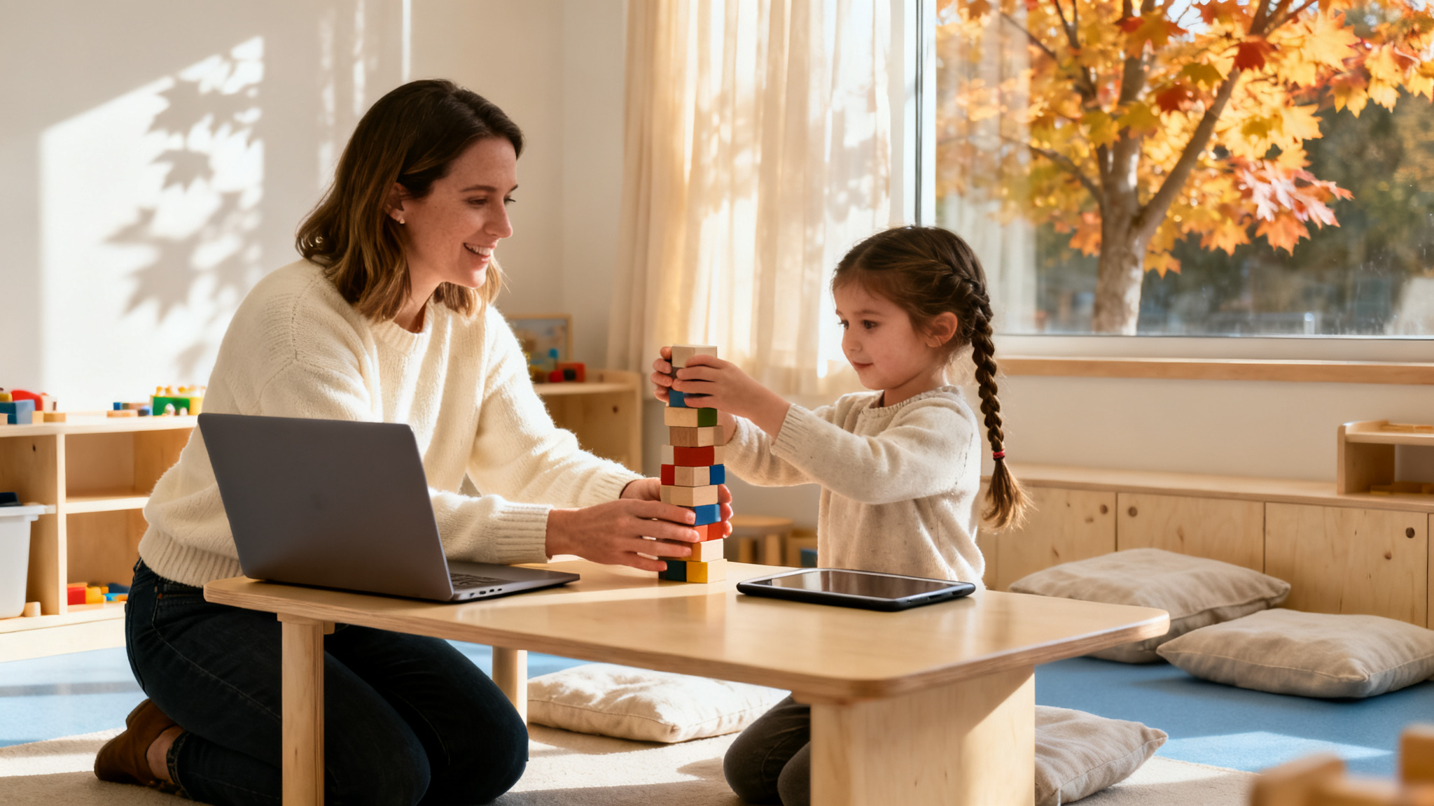 Children engaging with technology, illustrating human-centred AI for Canadian early learning.