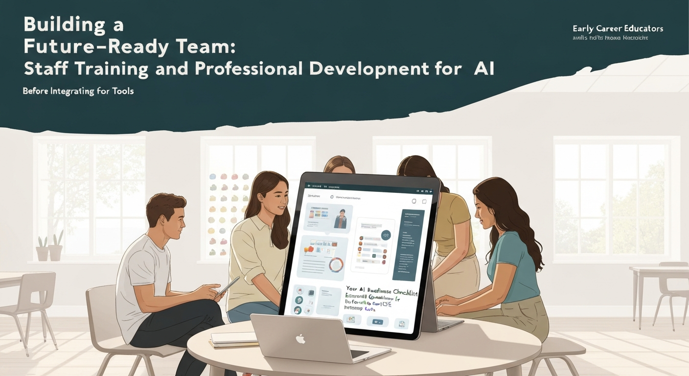 Illustration showing Canadian ECEs engaging in professional development for AI.