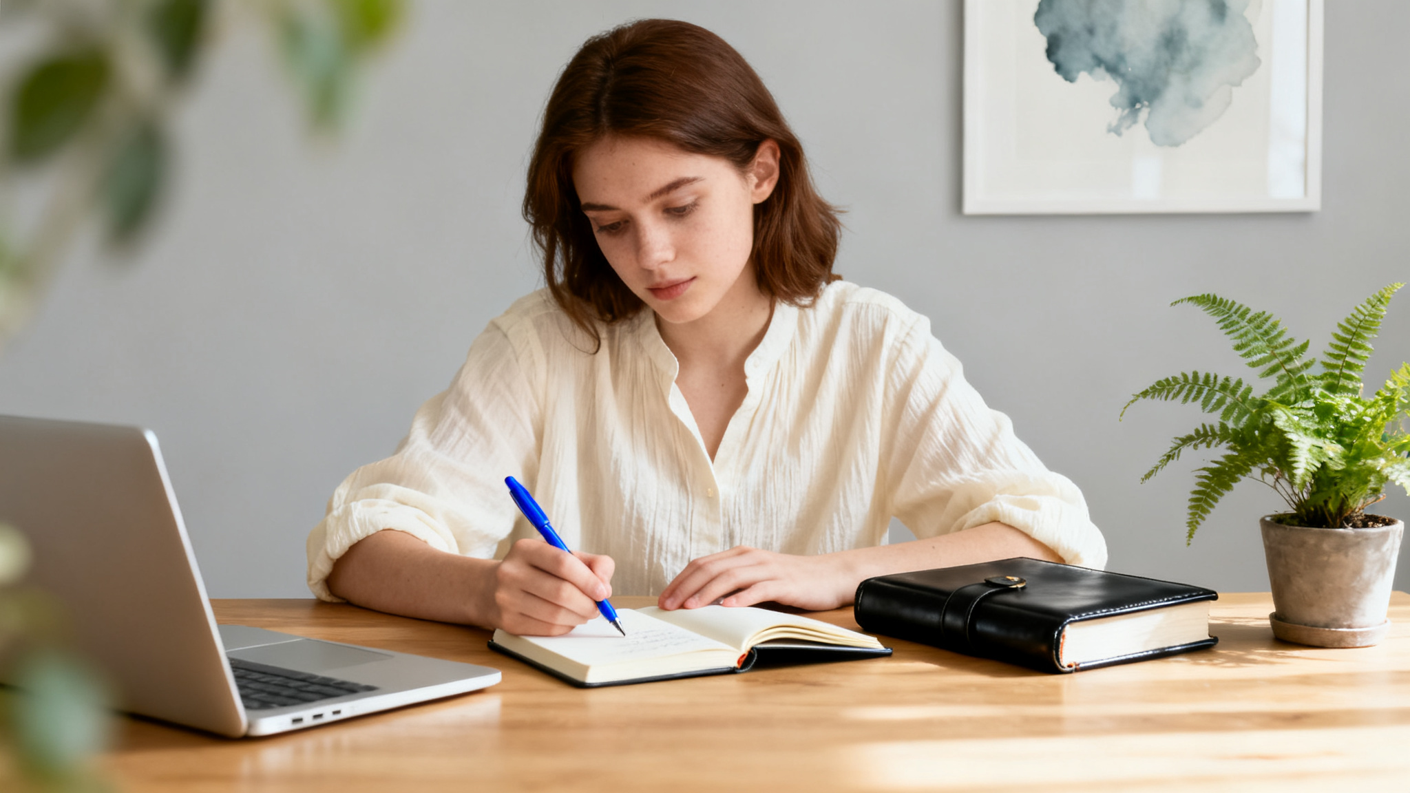 An open journal with a pen, illustrating what is a mood tracking journal.