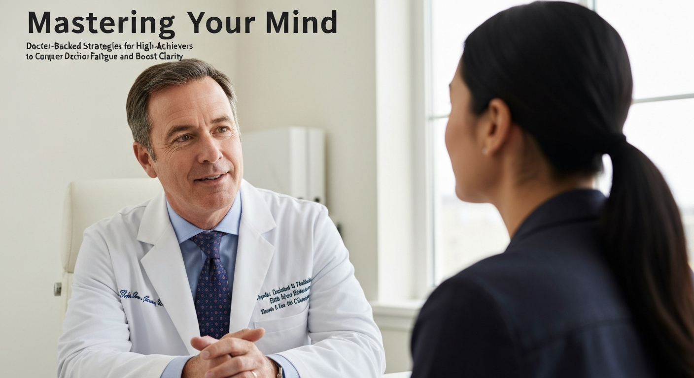A person with a clear, calm expression, mastering their mind to conquer decision fatigue.