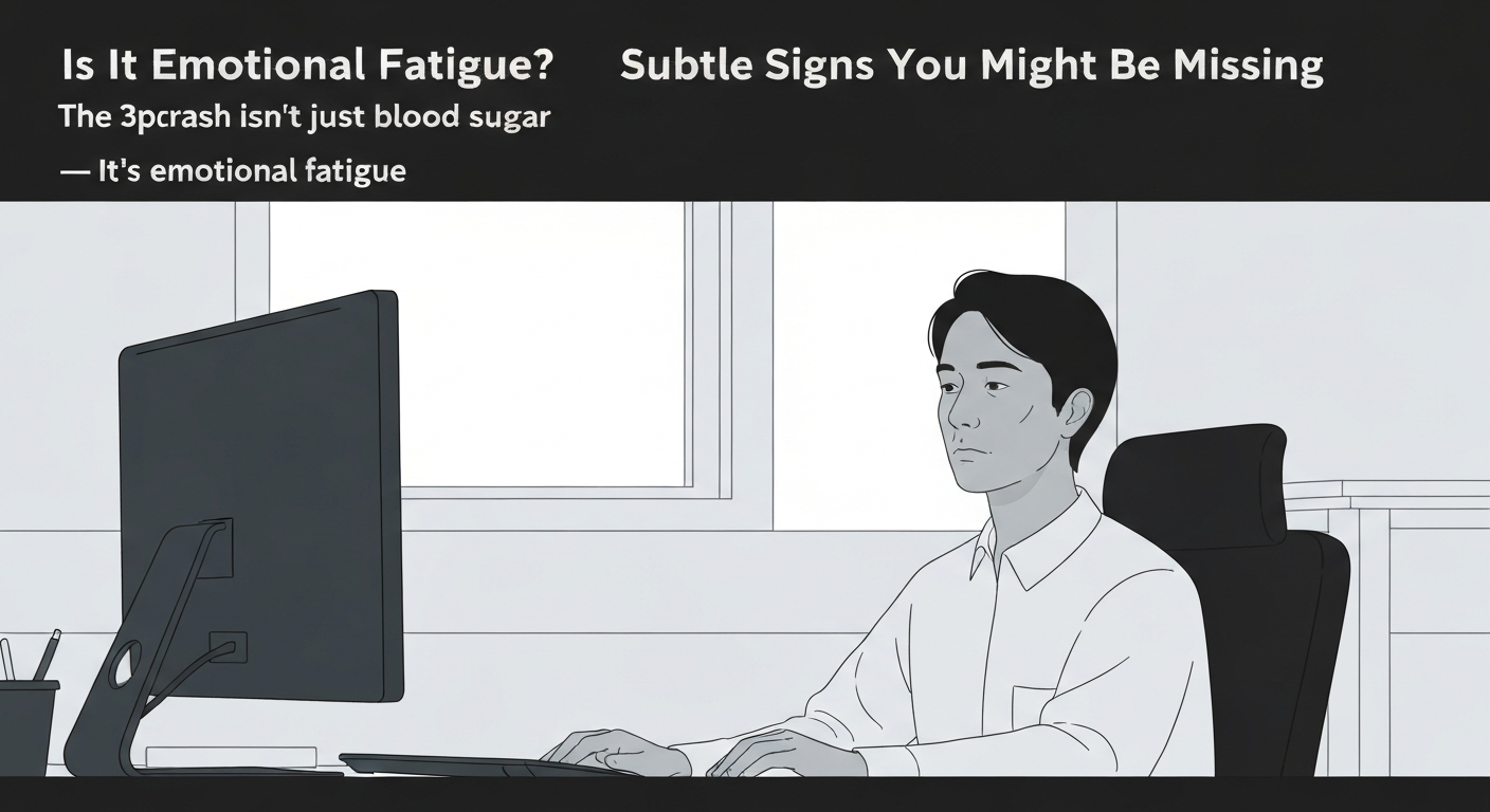 Illustration of a person looking exhausted, representing the emotional fatigue of the 3pm crash.