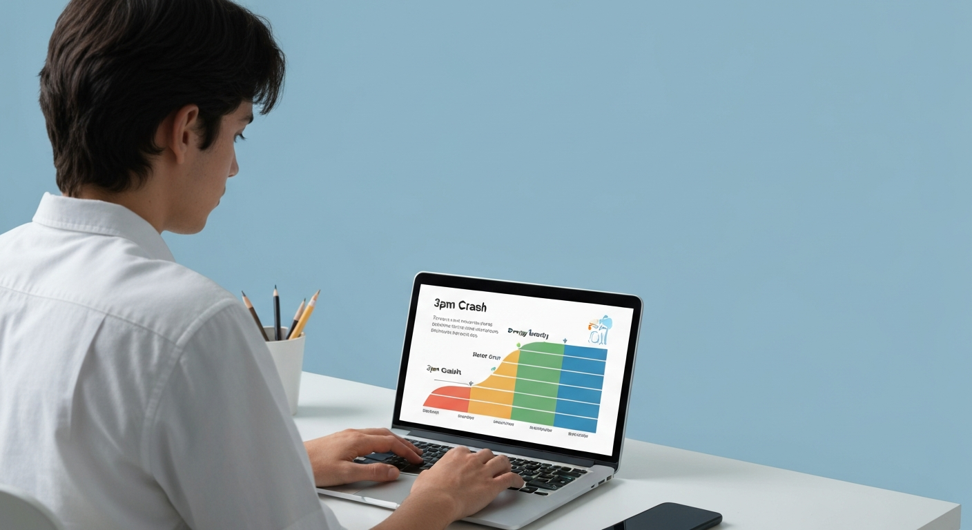 Illustration of a person reviewing their emotional energy levels to avoid the 3pm crash.