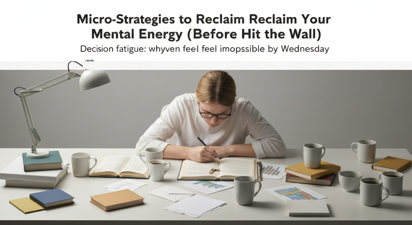 Illustration showing micro-strategies to reclaim mental energy and combat decision fatigue.