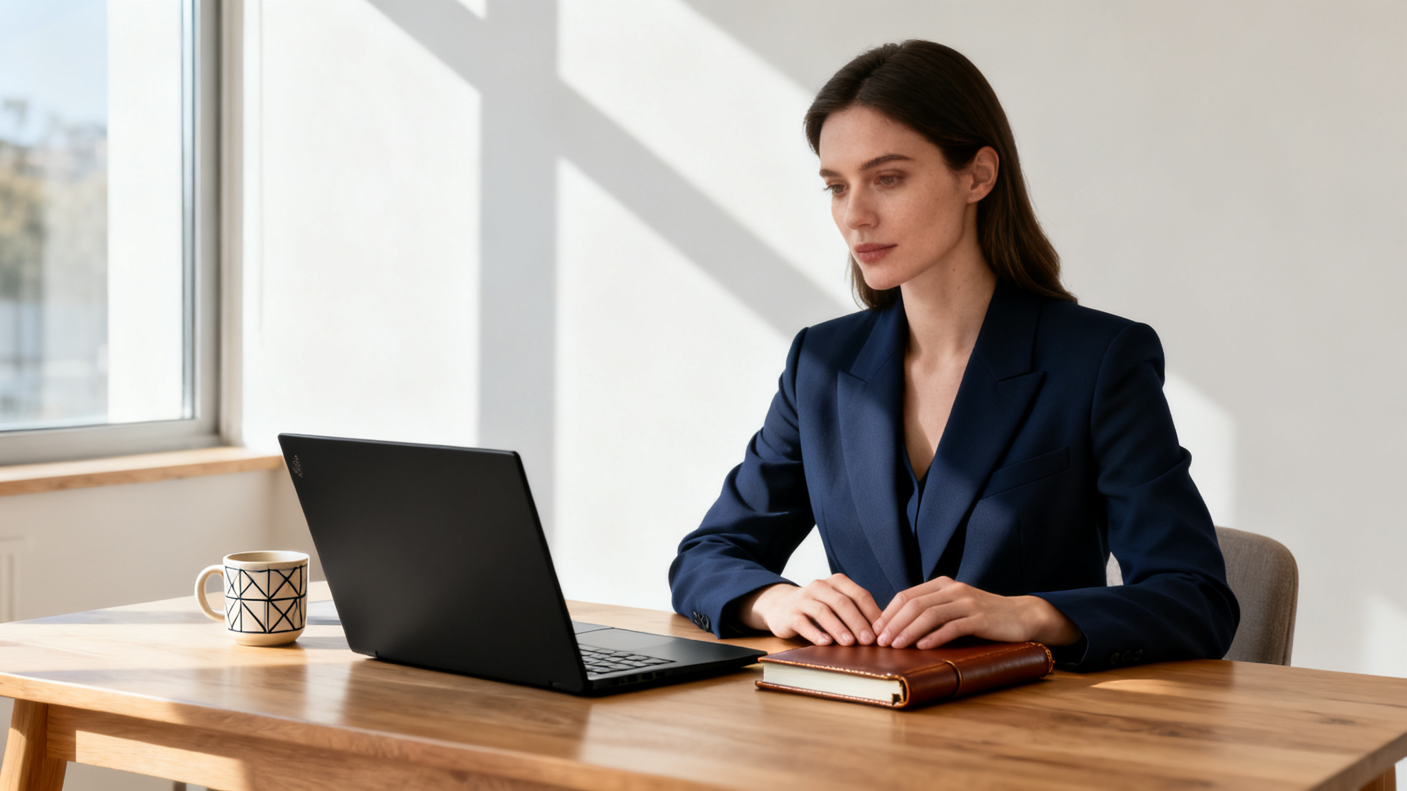 A focused person at a clean desk, illustrating how high-achievers simplify to thrive.