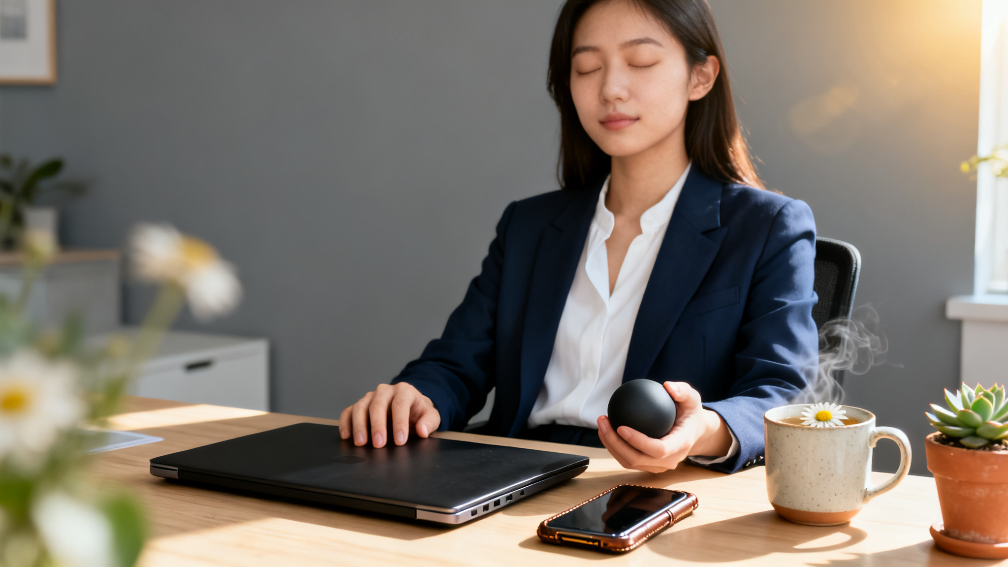 A high-achiever integrates digital tools for anxiety management into their busy daily life.