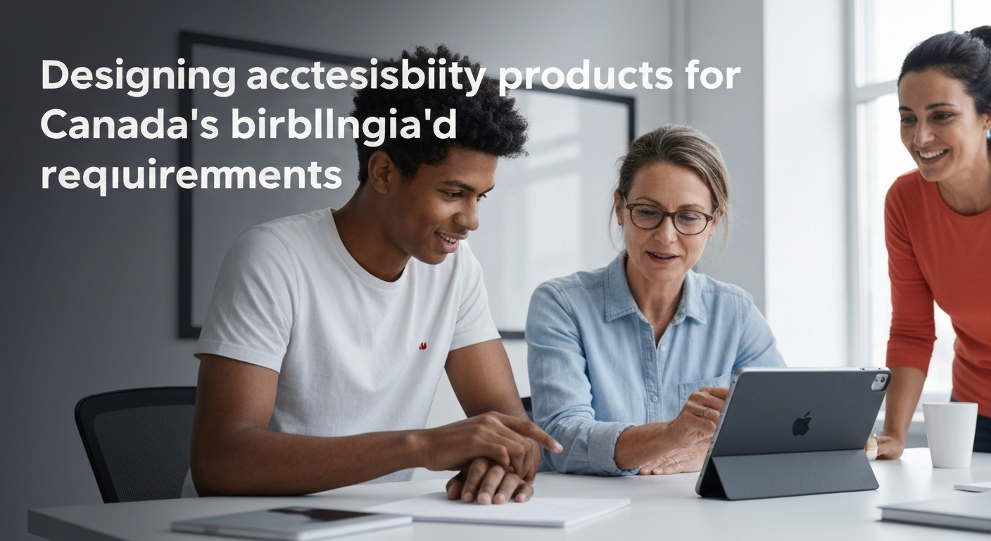 Graphic illustrating designing accessibility products for Canada's bilingual requirements.