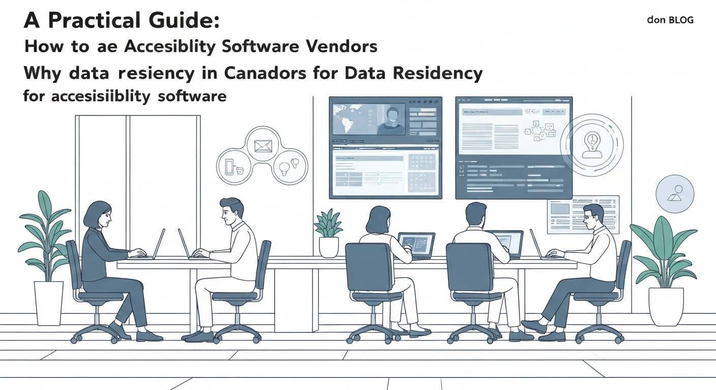 Illustration of a practical guide for evaluating accessibility software vendors on Canadian data residency.