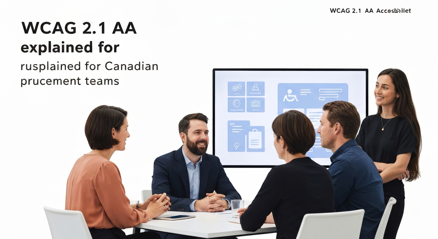 Graphic illustrating WCAG 2.1 AA explained for Canadian procurement teams.