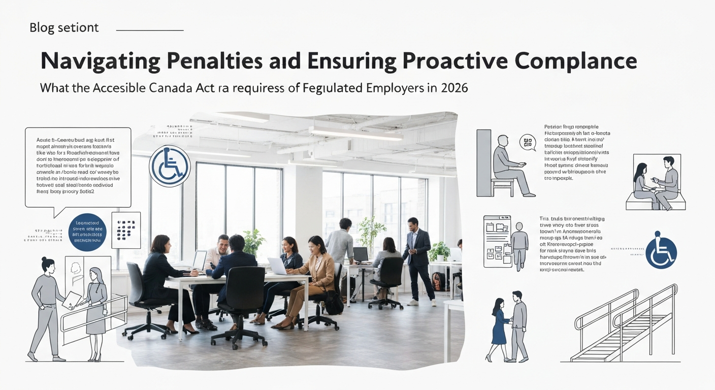Illustration of navigating compliance with the Accessible Canada Act requirements.