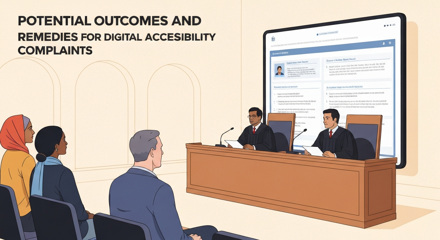 Illustration of potential outcomes for digital accessibility complaints with the Ontario Human Rights Commission.