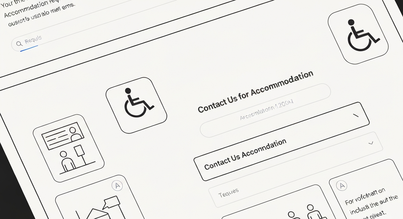 Illustration showing digital service barriers, addressing the 'contact us for accommodation' problem.