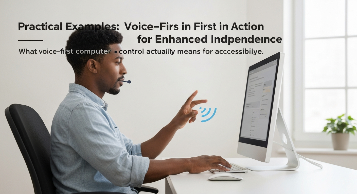 Illustration demonstrating what voice-first computer control means for accessibility and independence.