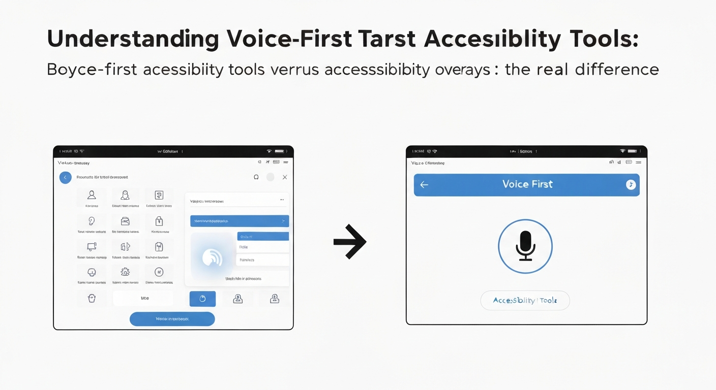 Illustration showing advanced voice-first accessibility tools in use.